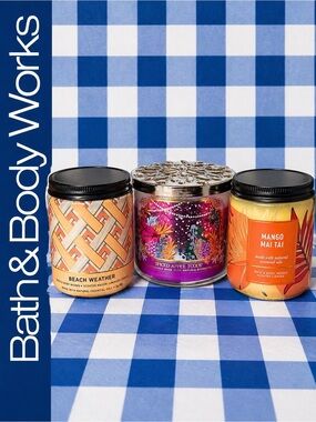 Bath & Body Works Candle Bundle Spiced Apple Toddy, Mango Mai Tai,Beach Weather